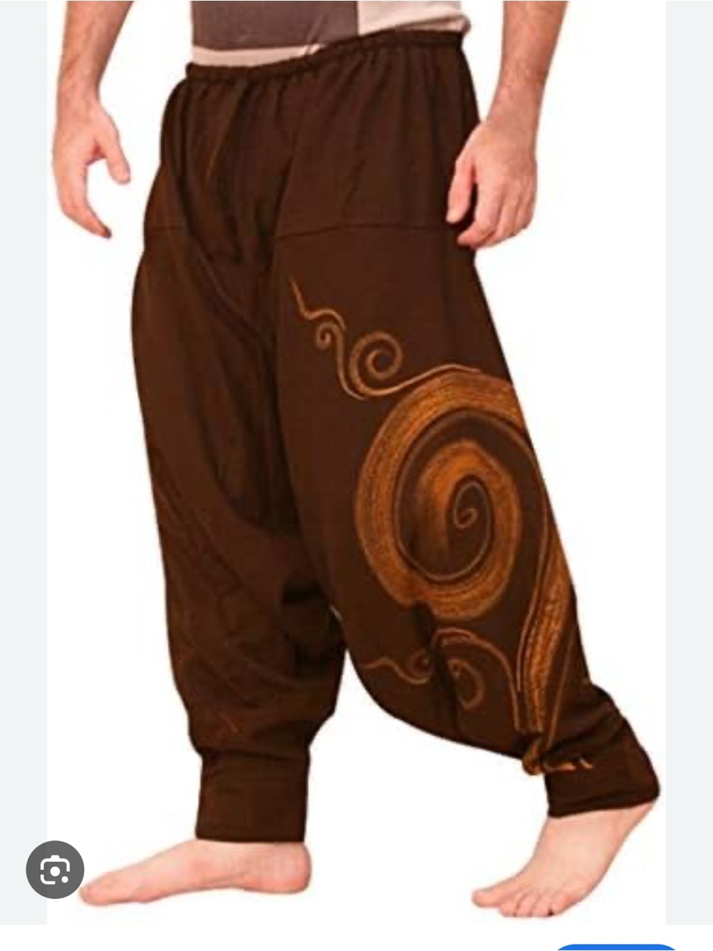 Unisex Brown Thai  Harem Pants with Swirl Print